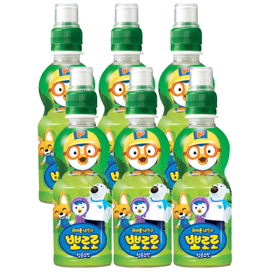 韩国进口 啵乐乐pororo 儿童果味饮料 青葡萄味 235ml *6 瓶装