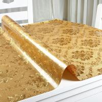 家柏饰(CORATED)北欧金色拉丝印花PVC软玻璃长方形餐桌垫茶几垫桌布防水防油免洗