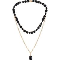 盖尔斯(GUESS)项链多层黑水晶镀金精致优雅时尚饰品