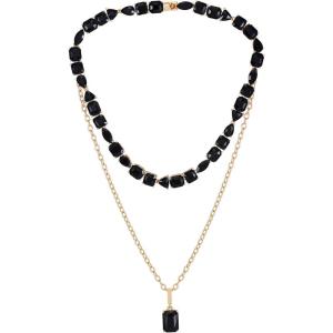 盖尔斯(GUESS)项链多层黑水晶镀金精致优雅时尚饰品 initial