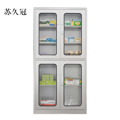 苏久冠文件柜不锈钢柜子储物柜资料柜档案柜带锁文件柜201上下玻文件柜