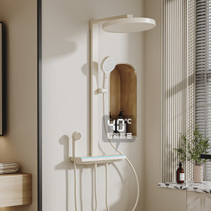 惠达(HUIDA)- S77系列 数显淋浴花洒全套精铜主体家用增压钢琴键超大置物洗澡花洒套装