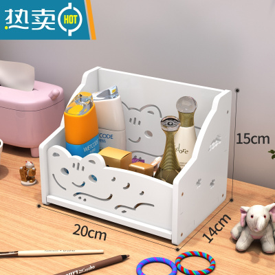 敬平化妆镜子台式梳妆镜子卡通镜折叠便携组合收纳简约随身宿舍桌面女 收纳/一层猫咪便携式用镜