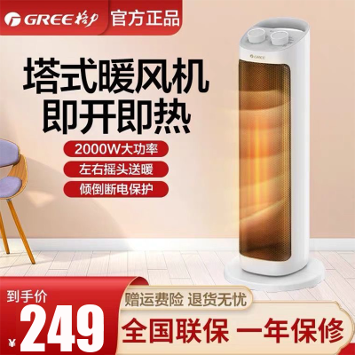 格力(GREE)取暖器暖风机 NTFH-X6020 家用小型电暖气立式定时电暖器智能温控多重保护广角摇头送暖低噪运行