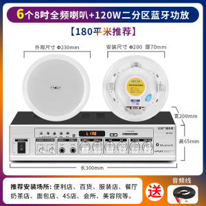 先科(SAST)全频吸顶音响 8英寸 一拖六无线蓝牙吸顶音响吊顶天花音箱嵌入式喇叭店铺专用餐厅商用