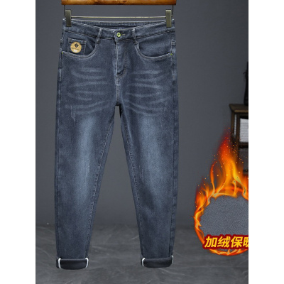 冬季牛仔裤男装北方外出防寒舒适裤子男士加绒品质休闲直筒裤男款