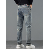 欧洲站男士牛仔裤商务休闲弹力长裤修身复古潮牌百搭通勤小直筒裤