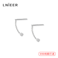 999纯银小方块耳线小耳垂适合耳环女气质网红简约睡觉不用摘耳钉送女朋友老婆情人节七夕生日礼物