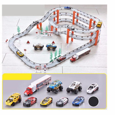 儿童玩具电动轨道车智力动脑跑道赛车小火车男孩汽车3-6岁4-5赛车（2辆电动车+7合金车）