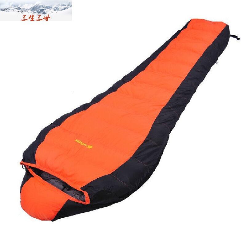 时尚个性简约柔软舒适透气保暖野营户外睡袋冬季保暖妈咪加厚羽绒睡袋轻橙色210x80x50CM