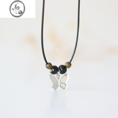JiMi新中式国风简约清新文艺陶瓷项链女蝴蝶锁骨链学生民族风如意吊坠
