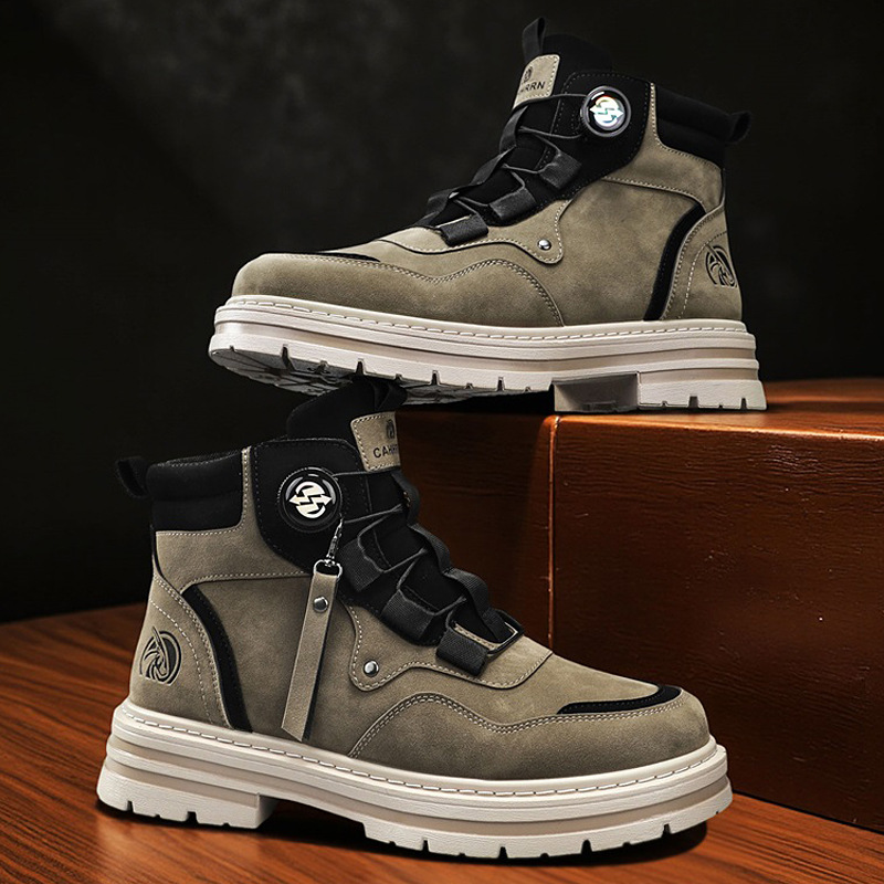 大码马丁靴冬季英伦工装鞋高帮休闲潮流男靴旋转扣舒适男鞋子