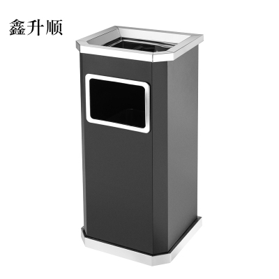 鑫升顺不锈钢垃圾桶烟蒂柱灭烟桶带烟灰缸室外电梯口立式黑色靠墙氏侧开口