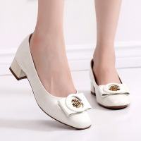 韩版真皮鞋圆头小皮鞋女25夏季头层牛皮中跟款套脚乐四季单女单鞋