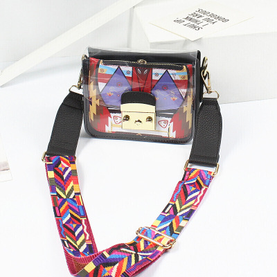 新款结婚伴娘包小包包宽肩带上新款ins撞色小方包单肩斜挎包SN6601-定制黑色默认尺寸黑色默认尺寸