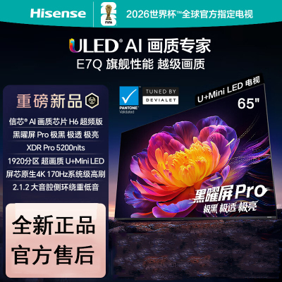 海信电视E7Q 65英寸 信芯芯片H6超频版 黑曜屏Pro XDR5200nits 1920分区 300Hz