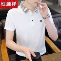 恒源祥2024新款夏季冰丝男士短袖t恤潮流时尚休闲凉感带领polo衫