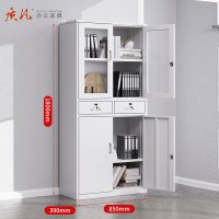 质凡钢制办公柜带锁档案储物柜 中二斗文件柜