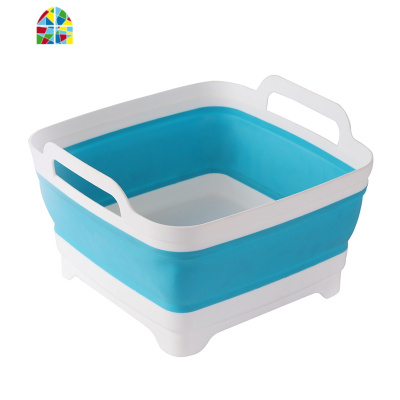 可折叠洗菜盆厨房家用塑料多功能伸缩洗水果盘收纳加厚筐 FENGHOU 白白色洗菜篮洗菜篮