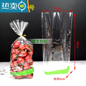 敬平水果透明包装袋打孔葡萄保鲜袋48孔加厚opp自封袋2-5斤透气 有孔印字款扎口袋小号 约1-2斤装 500