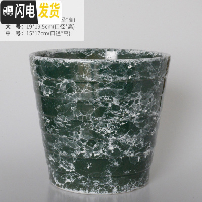 三维工匠欧式简约花盆陶瓷特大号落地阳台客厅桌面绿萝虎皮兰花盆批发 绿理石高款(送塑料托盘) 特大花盆容器