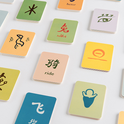 正版-甲骨文游戏字卡1小象汉字绿色游戏字卡字课幼儿园识字卡片小班启蒙0-3岁超启教育超右脑快速儿童形象认字神器大全书