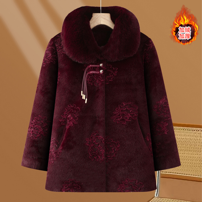 加绒保暖奶奶装80岁老年毛领冬装棉服加厚女装老奶奶大衣60岁