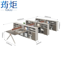 荺炬屏风工位干字型6人位张