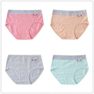 SUNTEK3/4条装内裤女学生中腰初中生韩版少女生可爱女士收腹底裤头
