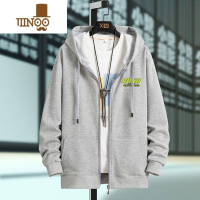 YANXU开衫连帽卫衣男加绒宽松拉链外套加肥加大码休闲上衣服