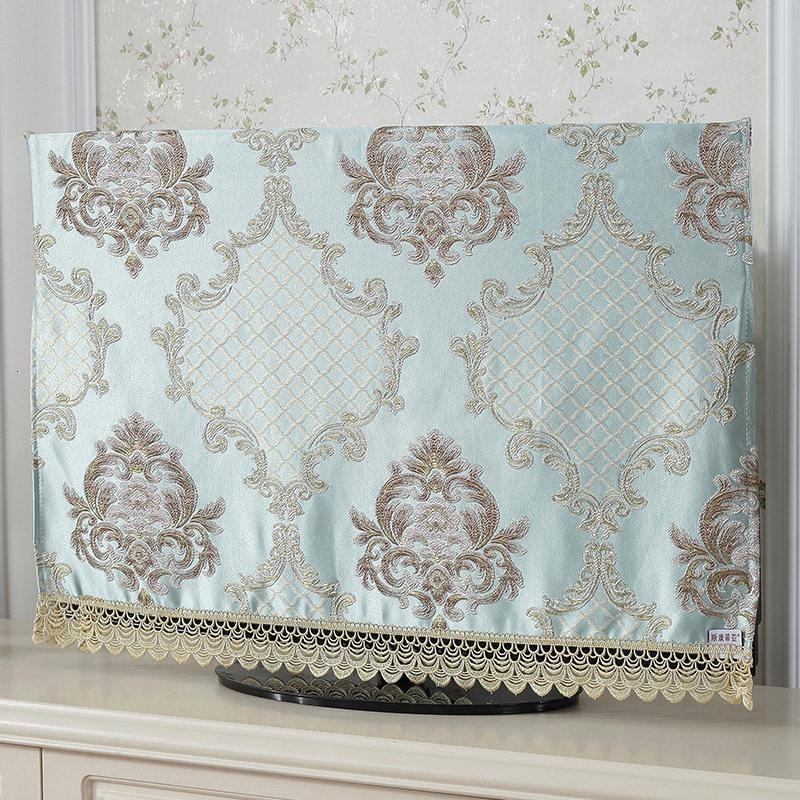 欧式布艺65寸电视机盖布电视罩防尘罩55英寸液晶电视机罩挂式蕾丝 黎曼菲 47-50英寸(宽116*高67)