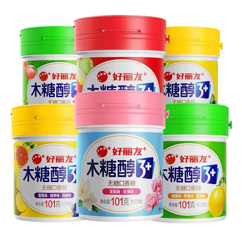 好丽友 木糖醇无糖口香糖101g*2瓶 [粉]茉莉+玫瑰