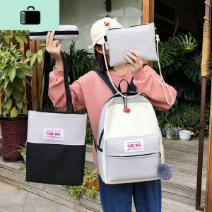 可爱书包四件套韩版ins风大容量初中高中学生双肩包女少女心背包NEW LAKE