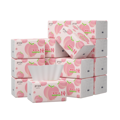 舒可乐 甜蜜系列 细韧绵柔抽取式纸面巾4层100抽*18包大号面巾纸大尺寸柔韧无屑不易破母婴可用 18包箱装