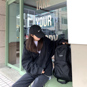 新款春季宽松韩版oversize灰色连帽卫衣女拉链外套女上衣