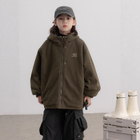 男童摇粒绒外套秋冬款新款大男孩冬装工装儿童冬季双面穿上衣