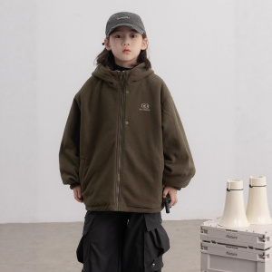 男童摇粒绒外套秋冬款新款大男孩冬装工装儿童冬季双面穿上衣