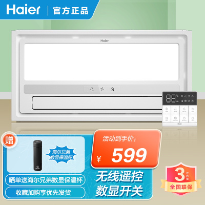 海尔(Haier)家用凉霸三合一厨卫无线开关双核吹凉爽风柔光照明AL6