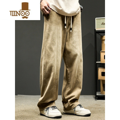 YANXU直筒牛仔裤男美式复古水洗做旧休闲垂感阔腿裤潮流高街工装裤