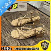 SUNTEK2023夏季新款女士时尚凉鞋女外穿粗跟仙女风一字式扣带法式高跟鞋