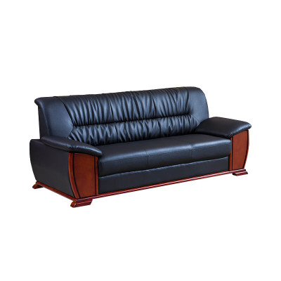 戴劲 办公沙发老板皮沙发商务会客接待会议沙发组合 头层黑牛皮双人位