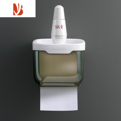 三维工匠卫生间纸巾盒收纳器厕所抽纸盒置物架厕纸创意壁挂免打孔纸巾架 透明黑[小号]