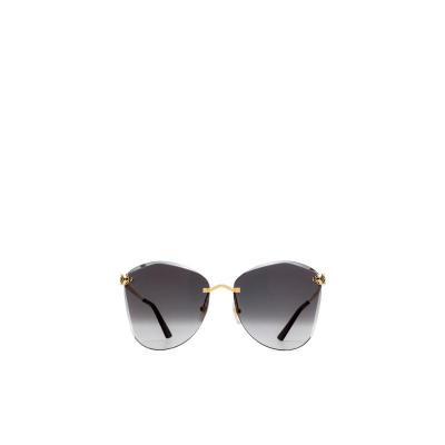 卡地亚(Cartier)女款金属材质太阳镜时尚徽标细节有色镜片遮阳潮 黑色