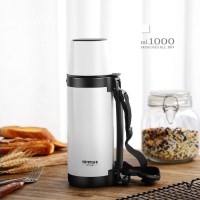 美帮汇家用茶壶大容量保温壶便携女户外保温瓶宝宝外出冲奶粉1000ml水杯 白色