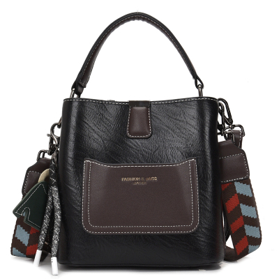 NEWLAKE复古包包水桶包2020新款提斜挎时尚潮流小手提包撞色女包单肩包手提包女