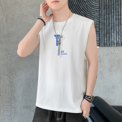 华中铭(HUAZHONGMING)男士100纯棉背心无袖t恤内搭宽松衣服夏季薄款冰丝潮牌潮流坎肩T恤男装时尚百搭帅气上衣