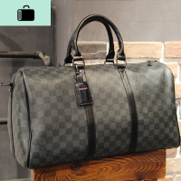 格子旅行包手提男士女大容量短途旅游出差行李包时尚潮流单肩斜跨NEW LAKE 黑色 大女士单肩包