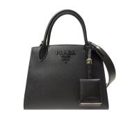 普拉达(PRADA)女士Saffiano皮革斜挎包可拆卸肩带金属刻字徽标多