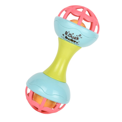 B.Duck小黄鸭手抓球软胶牙胶婴儿玩具0-6-12个月触觉健身哑铃球摇铃小黄鸭健身哑铃球小黄鸭健身哑铃球