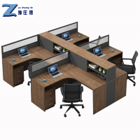 豫庄德工位办公桌四人柜椅套